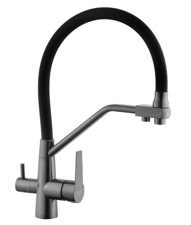 Смеситель для кухни с подключением к фильтру Kroner KRP Edelstahl Klassisch PVD03817BLK (60093)