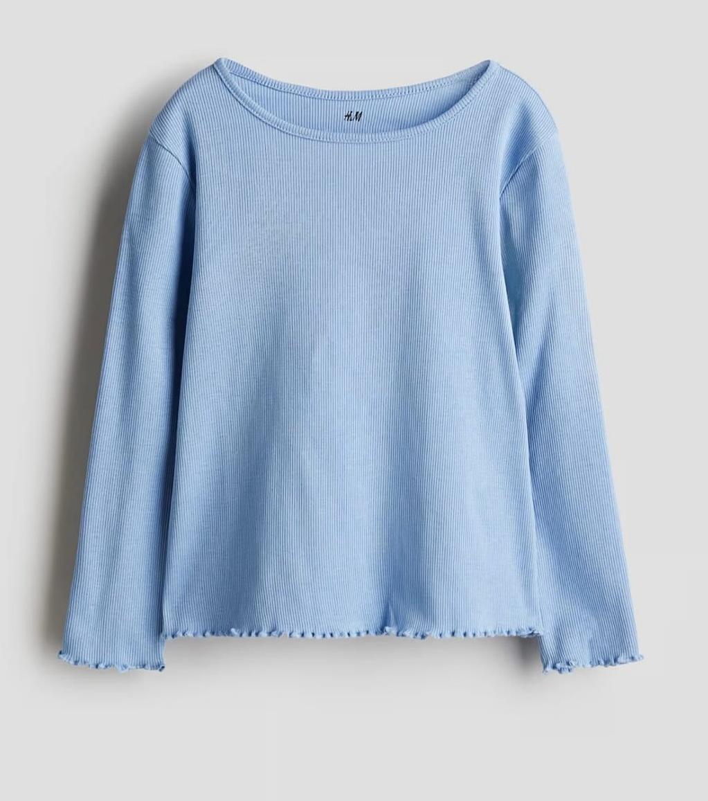 Лонгслив для девочки H&M 122-128 см Голубой (675)