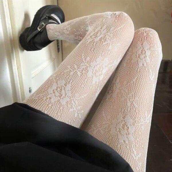 Колготки женские в сетку с принтом Белый (00190) - фото 2 Колготки женские в сетку с принтом Белый (00190) - фото 2