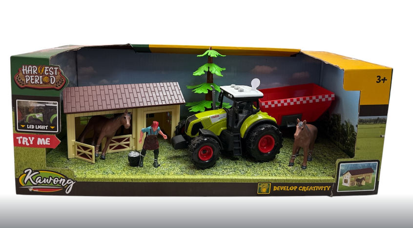 Детский игровой набор Ферма 550-27 K трактор инерционный механизм/съемный прицеп/фигурки звуковые эффекты/подсветка (2420805254)
