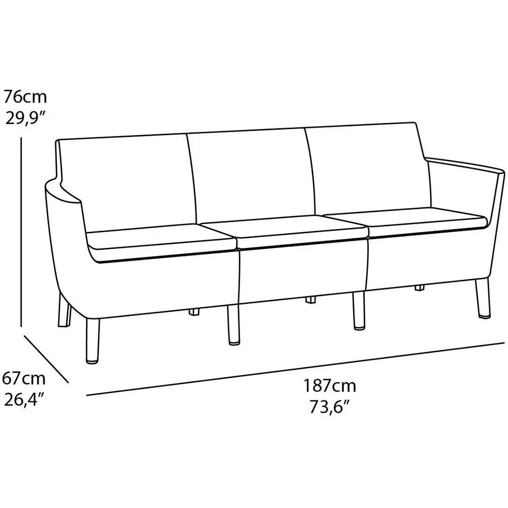 Диван садовий Keter Salemo 3 seater sofa Графітовий (244100) - фото 6