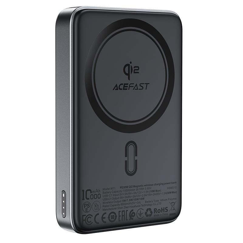 Внешний аккумулятор Acefast M11 PD30W Qi2 magnetic wireless charging 10000 mAh Black (34602678)