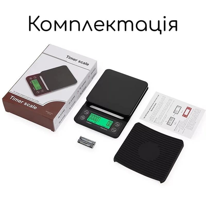 Ваги кухонні для кави з таймером і термокилимком 5 кг/0,1 г (2473142347) - фото 4 Ваги кухонні для кави з таймером і термокилимком 5 кг/0,1 г (2473142347) - фото 4