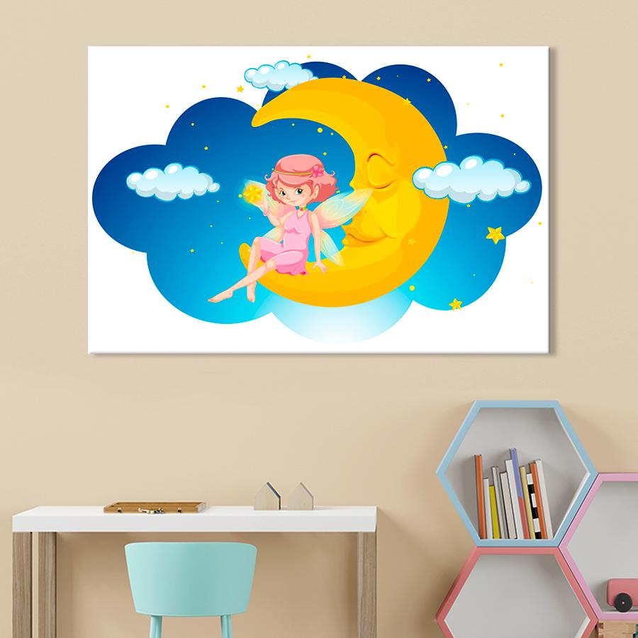 Картина в детскую комнату Фея на луне 120x80 см (A1455-1)