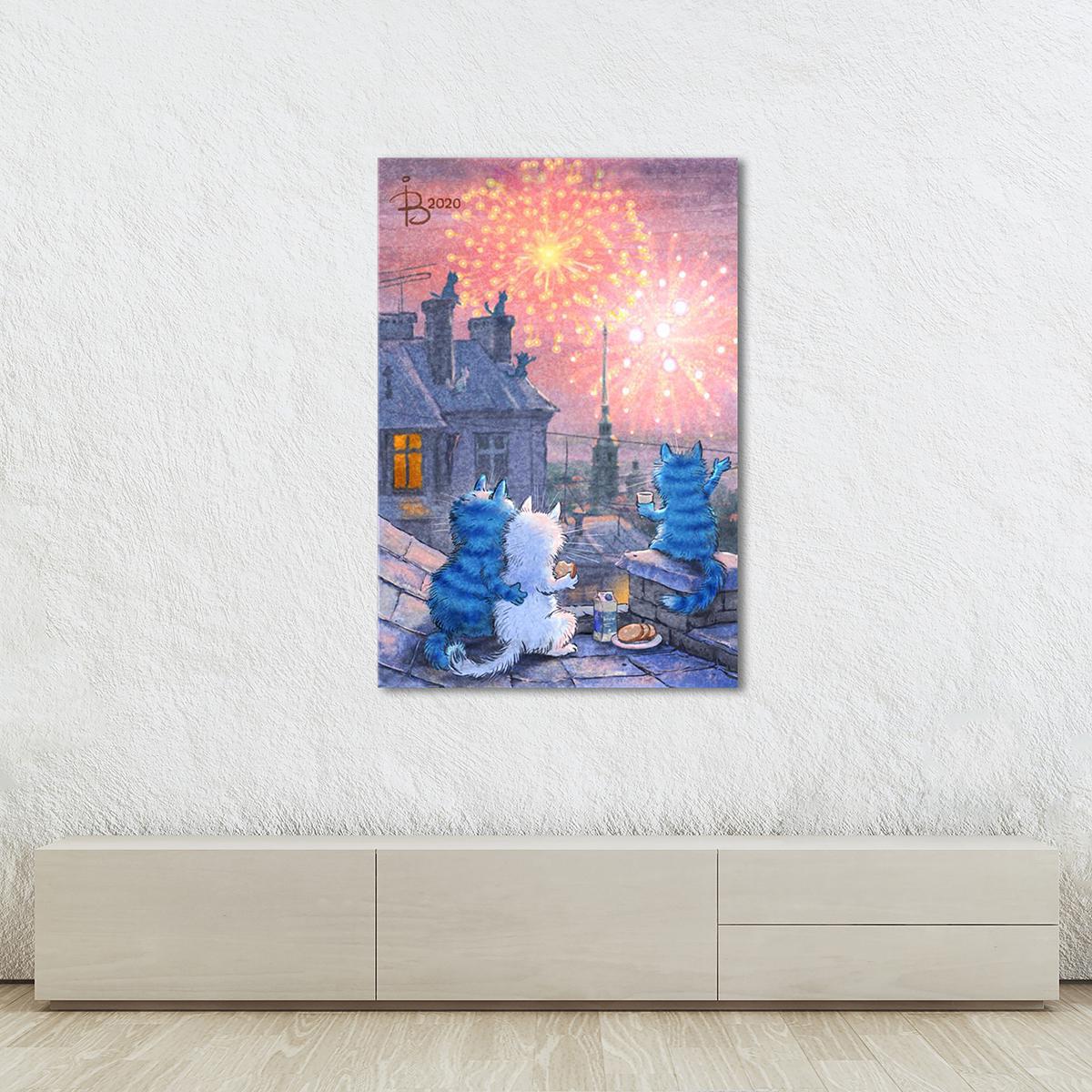 Модульная картина Фейерверки 1 модуль 50x75 см