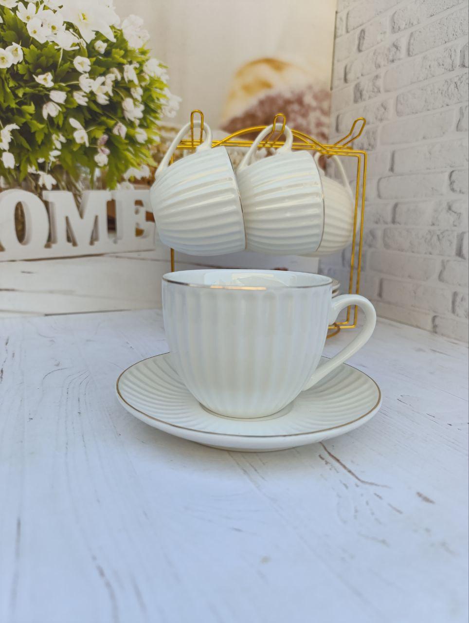 Чайний сервіз SNT Франческа порцеляна на металевій стійці 230 мл 13 предметів Білий (15221-00) - фото 3 Чайний сервіз SNT Франческа порцеляна на металевій стійці 230 мл 13 предметів Білий (15221-00) - фото 3