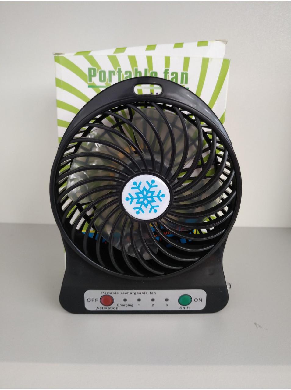 Вентилятор настільний Portable Fan Mini 18650 USB d 10 см Чорний (4200673410) - фото 4