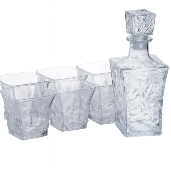 Набор для напитков графин и 6 стаканов для напитков из толстого стекла Прозрачный