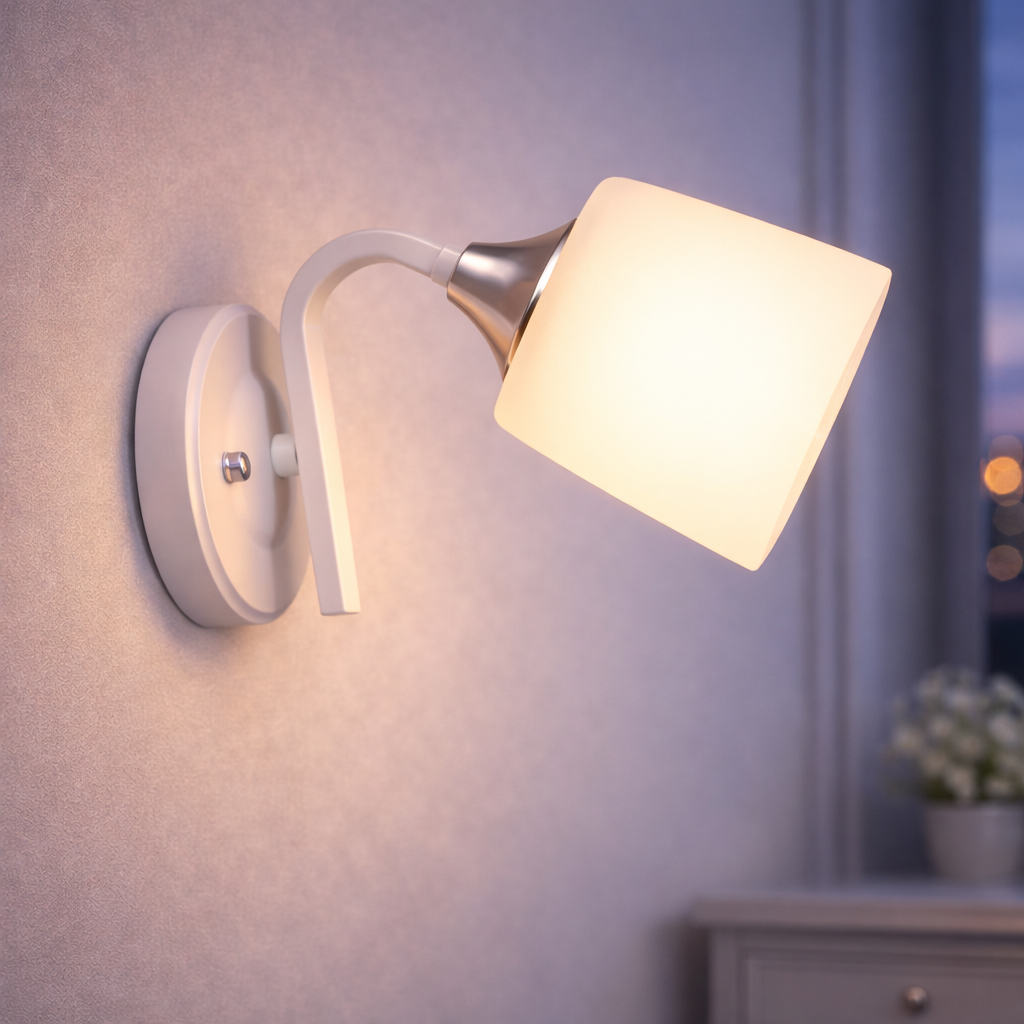 Бра Sirius с металлическим каркасом под одну лампу Е27 Белый/Хром (B N5449/1W WT+CH)