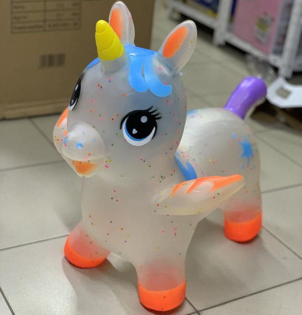Іграшка-стрибун для малюків Єдиноріг гумова 22х44 см Білий (28443897) - фото 2 Іграшка-стрибун для малюків Єдиноріг гумова 22х44 см Білий (28443897) - фото 2