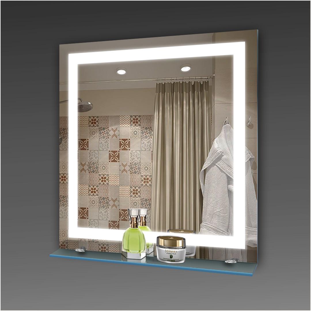 Зеркало квадратное Экватор ML-51 подсветкой LED 85x85 см с полочкой (25330341)