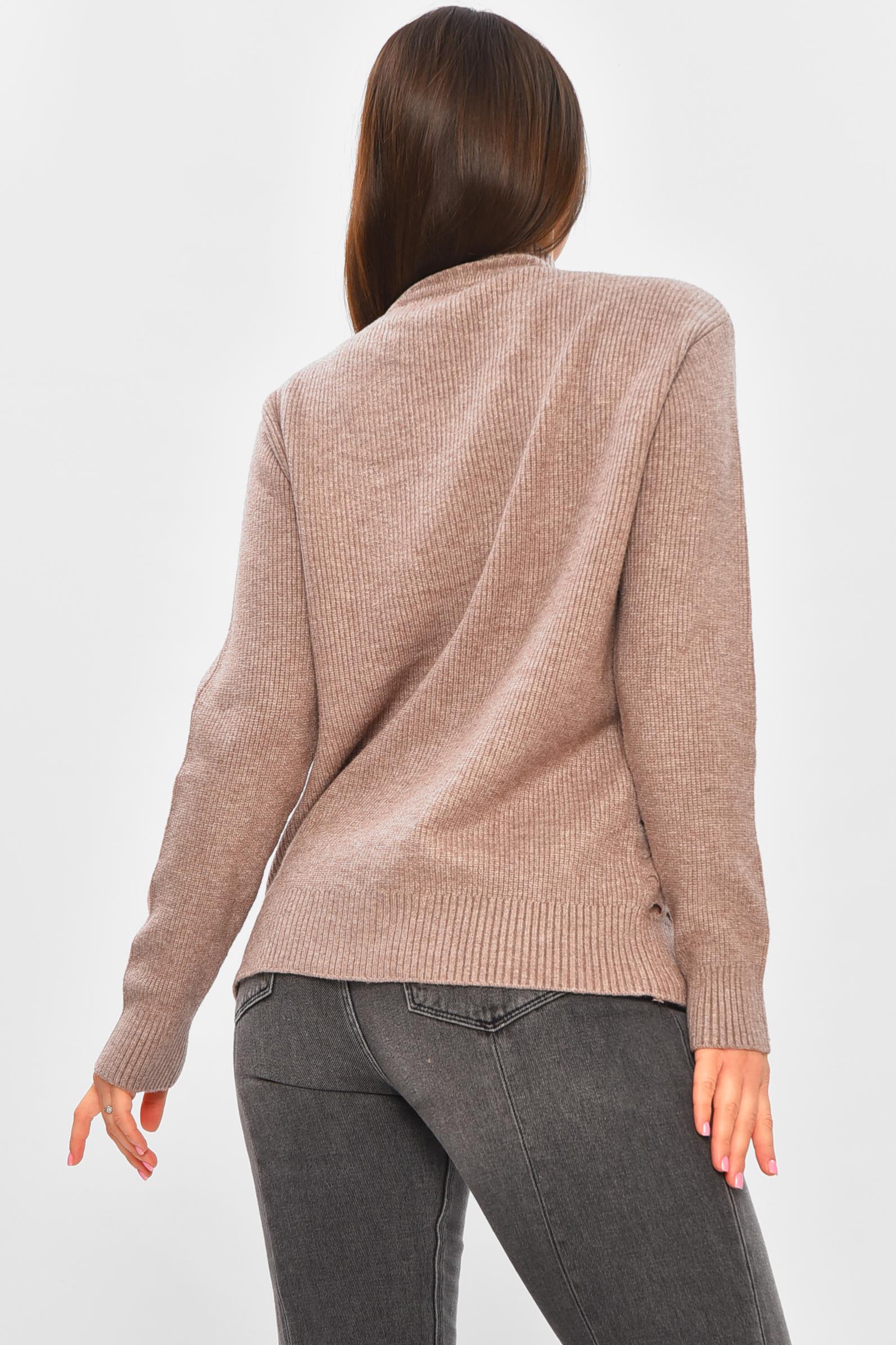 Светр жіночий 206589 однотонний XL-2XL Темно-бежевий (206589_!335353_48-50) - фото 3