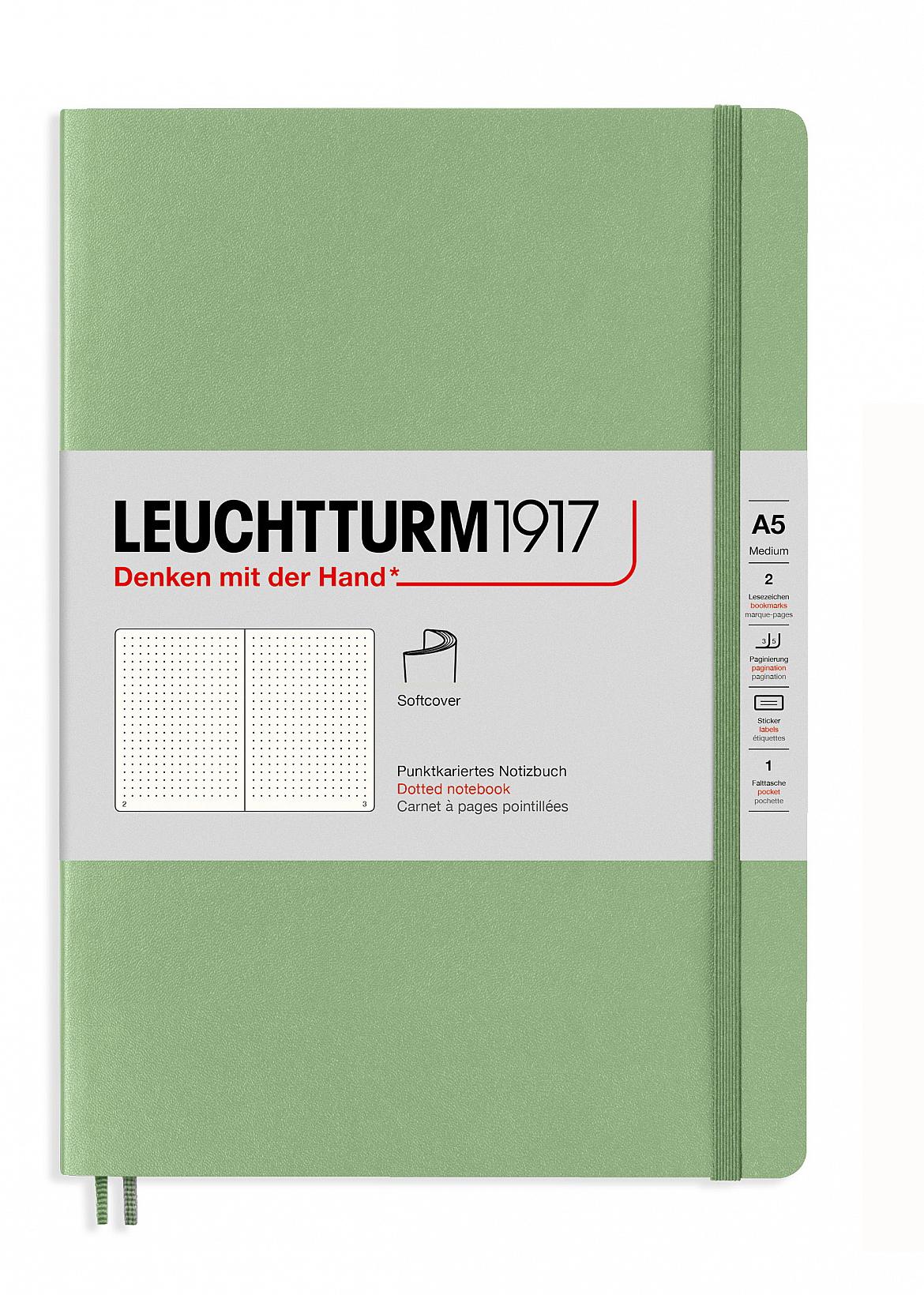 Блокнот Leuchtturm1917 Muted Colours середній м'яка обкладинка крапка Sage (361592)