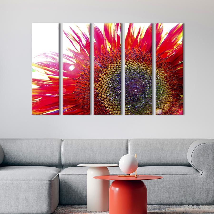 Картина на холсте Необычный красный подсолнух 87x50 см (814-51)