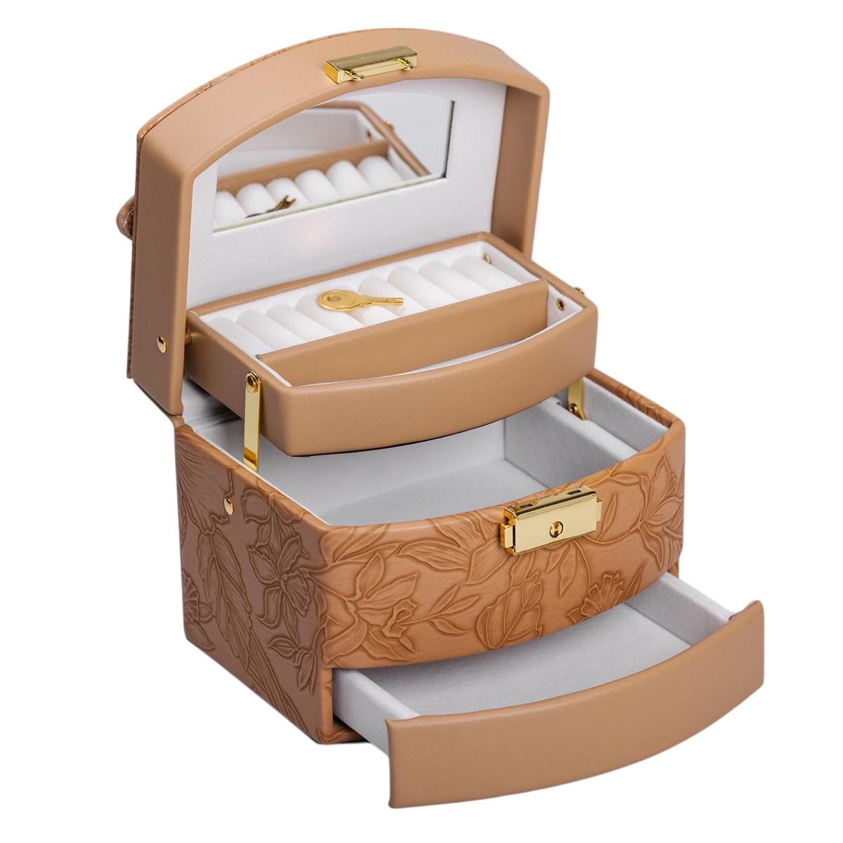 Кейс-скринька для прикрас із замком 15,5х11,5х11,5 см Шоколадний (HP-5-23BR)