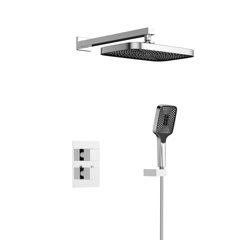 Душевая система универсальная термостатическая скрытого монтажа на два потребителя Qtap Aquarius k35 Chrome (41404)