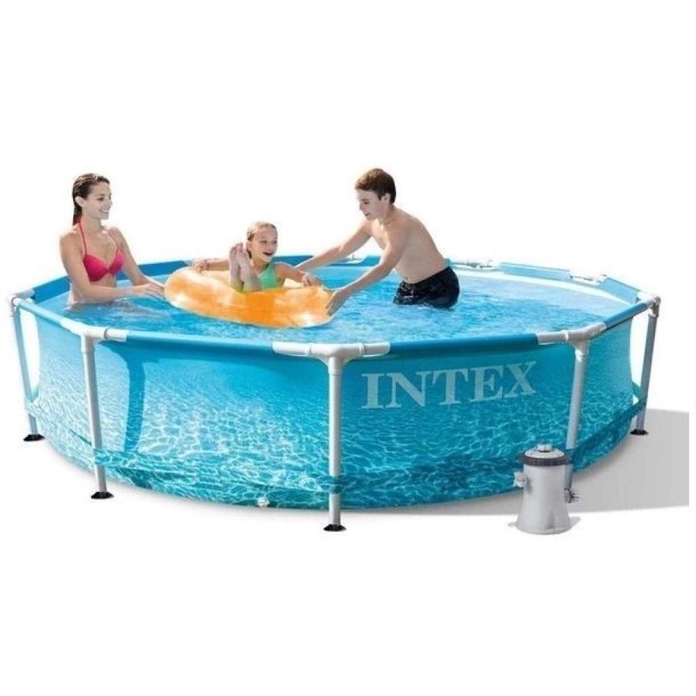 Каркасный бассейн семейный Intex 28208 305x76см 4485л с насосом-фильтром 1250л/ч Синий