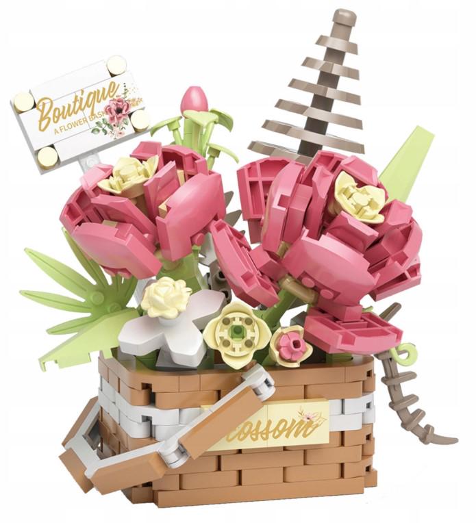 Конструктор Tenderness серия Flower Basket Цветочная корзина Романтическая встреча 395 деталей Pink (2104619291)