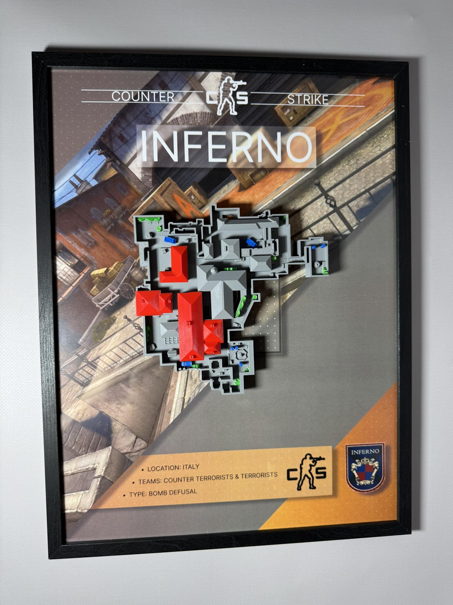 Карта 3D Inferno по игре Counter Strike 30х40 см