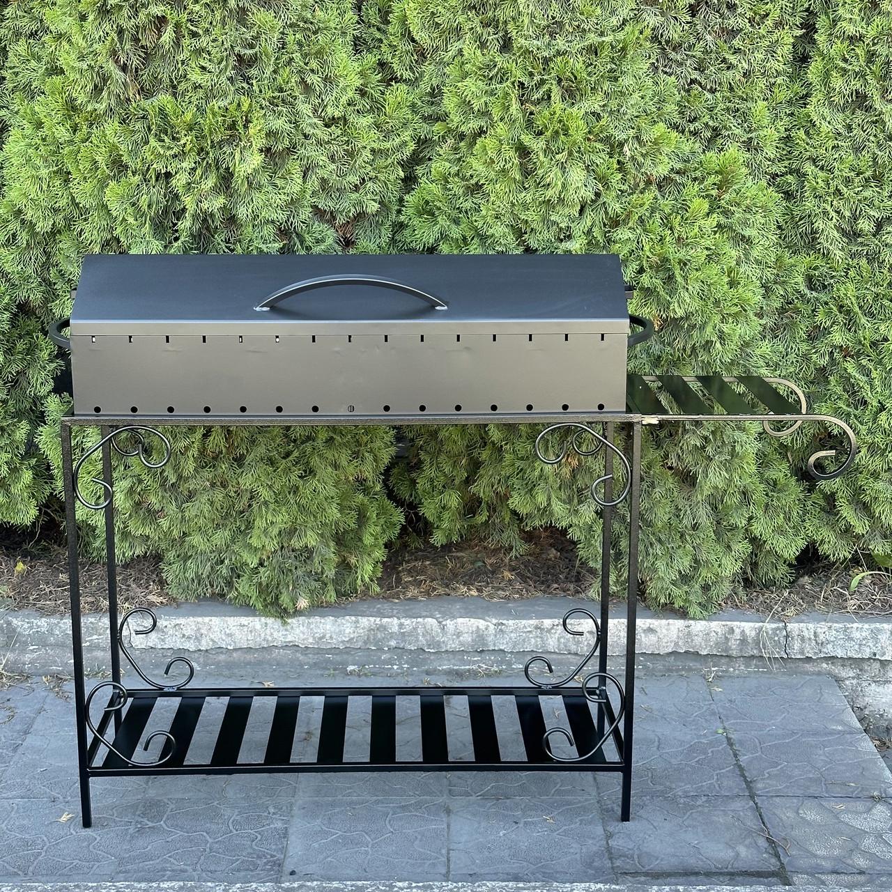 Мангал-барбекю Metalzavod Гефест на 15 шампурів 3 мм на дровниці 151,5х39,5х106,5 см (MBD15-3) - фото 3