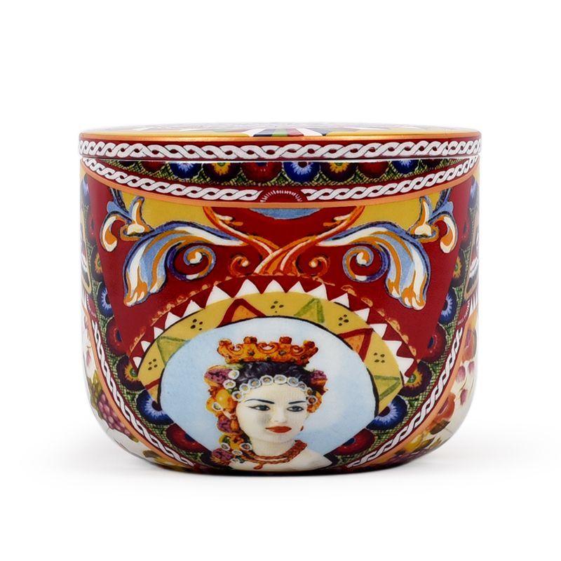 Емкость с крышкой для сыпучих Palais Royal Santa Rosalia из фарфора с рисунком D 12х10 см Разноцветный (36895)