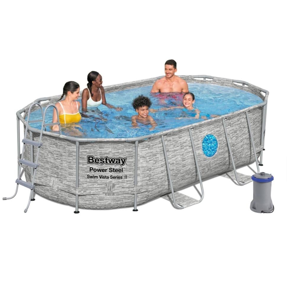 Бассейн каркасный Bestway Rattan 427х250х100 см 7250 л Серый (56714K)