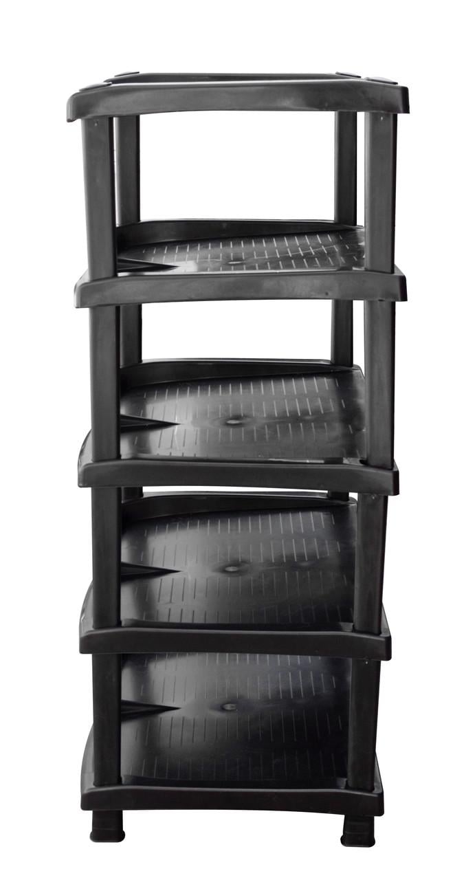 Полка для обуви пластиковая на 5 ярусов Нормал NEW 17502 60x45x30 см Черный (5159-ЧР) - фото 3