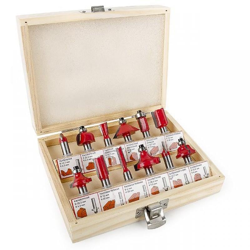 Набір фрез Intertool HT-0071 по дереву 12 од.