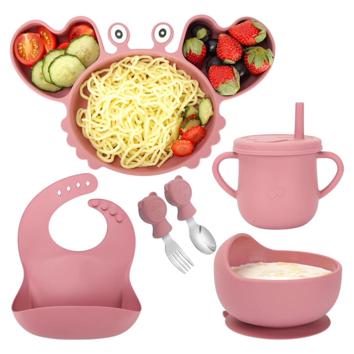 Набор посуды для кормления Tableware Set Крабик детский силиконовый 6 предметов (MA-4908) Набор посуды для кормления Tableware Set Крабик детский силиконовый 6 предметов (MA-4908)