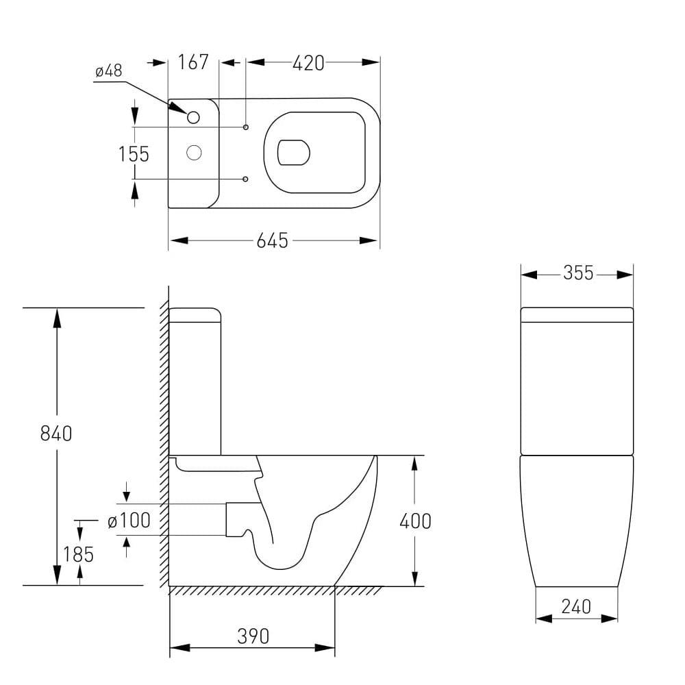 Унітаз-компакт/біде VOLLE ORLANDO Slim slow-closing 64,5х35,5х84 см (54794) - фото 2