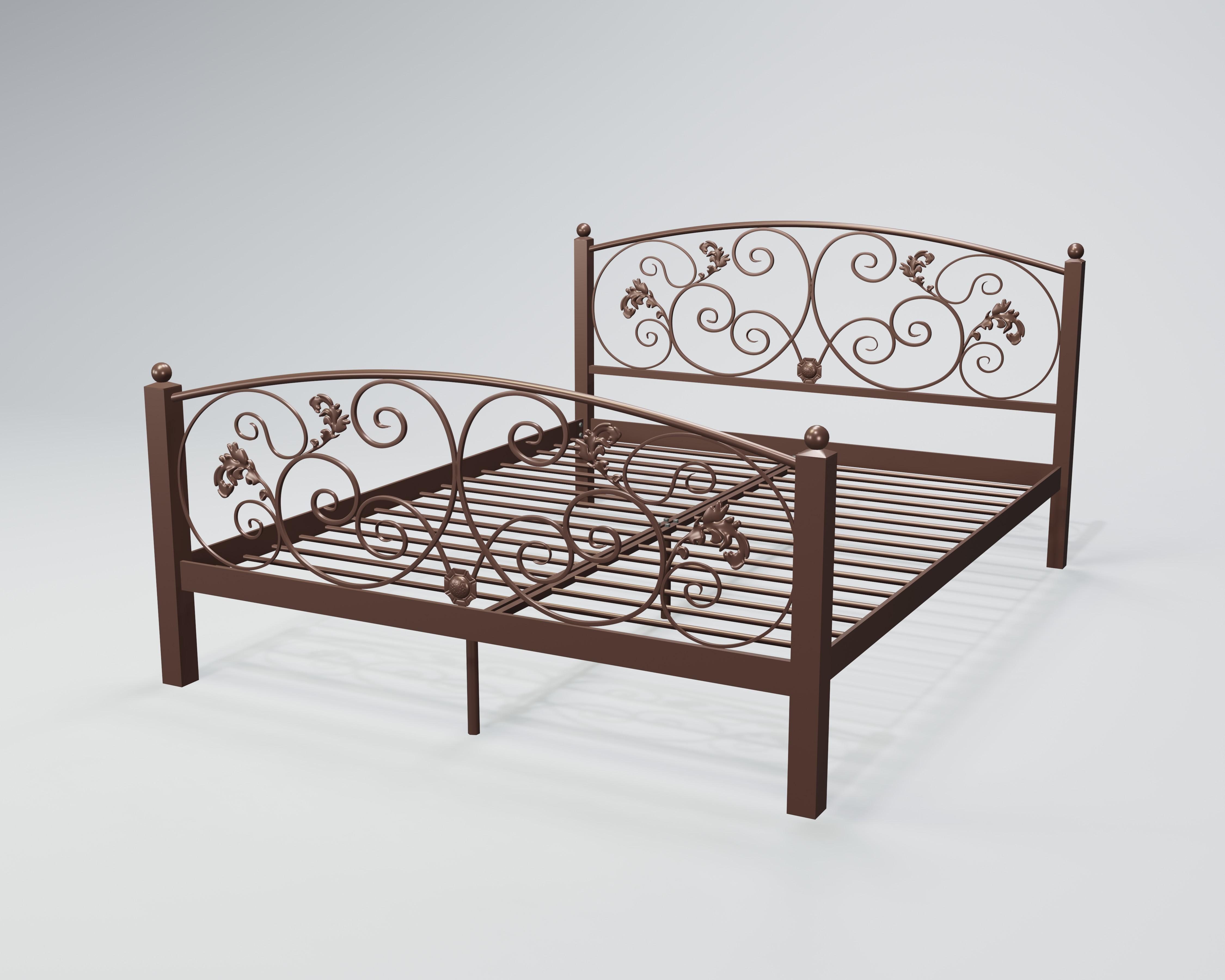 Кровать металлическая Магнолия 140x190 см Коричневый