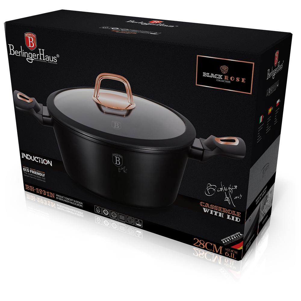 Кастрюля с крышкой Berlinger Haus Black Rose Collection BH-1931N 6,1 л (112152) - фото 2 Кастрюля с крышкой Berlinger Haus Black Rose Collection BH-1931N 6,1 л (112152) - фото 2