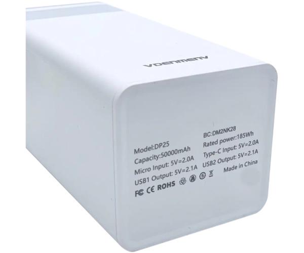 Дополнительная батарея Power Bank Denmen DP25 50000 mAh, White - фото 2 Дополнительная батарея Power Bank Denmen DP25 50000 mAh, White - фото 2