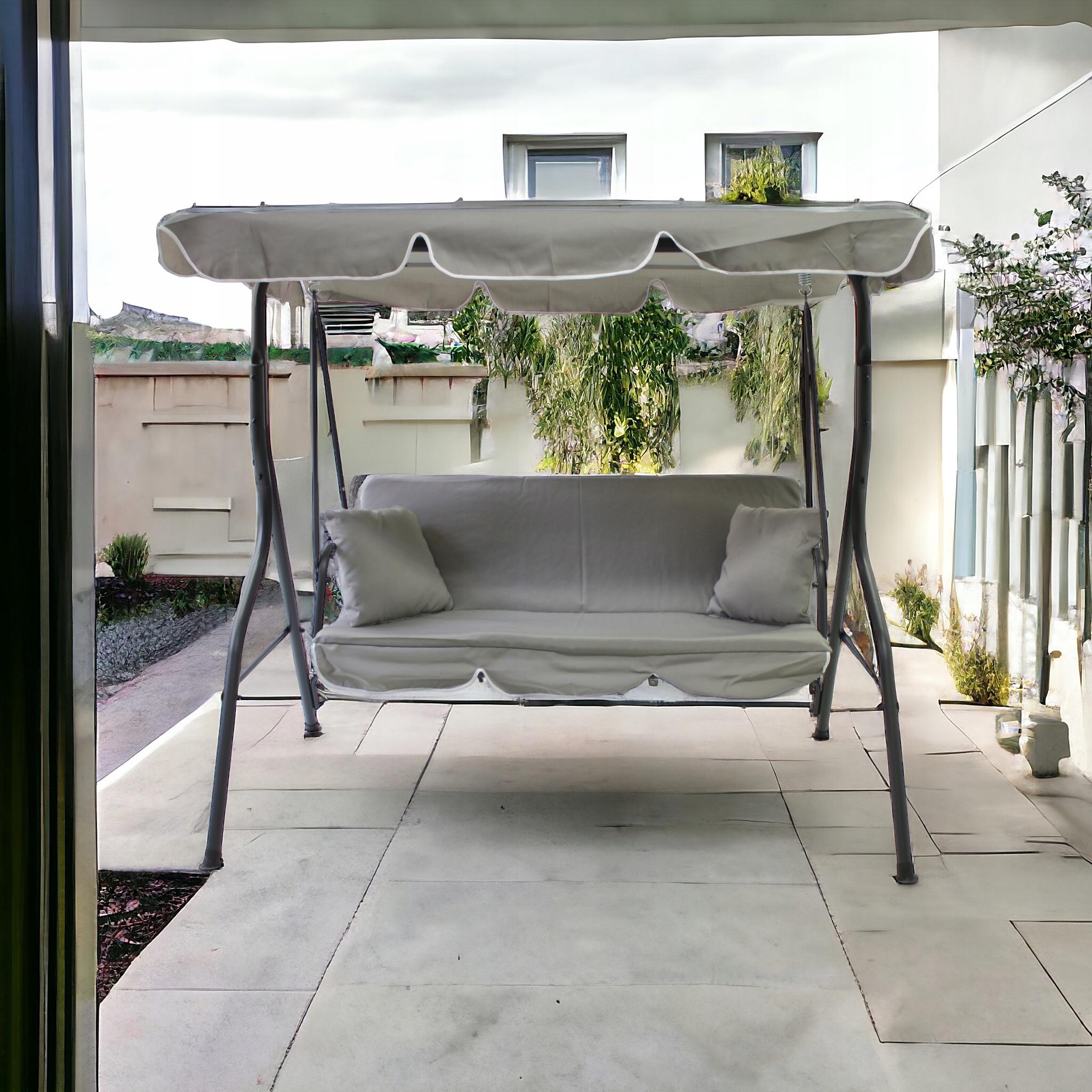 Садовые качели IdealGarden MAS-4003A 3-х местные Светло-серый (17181424) - фото 3