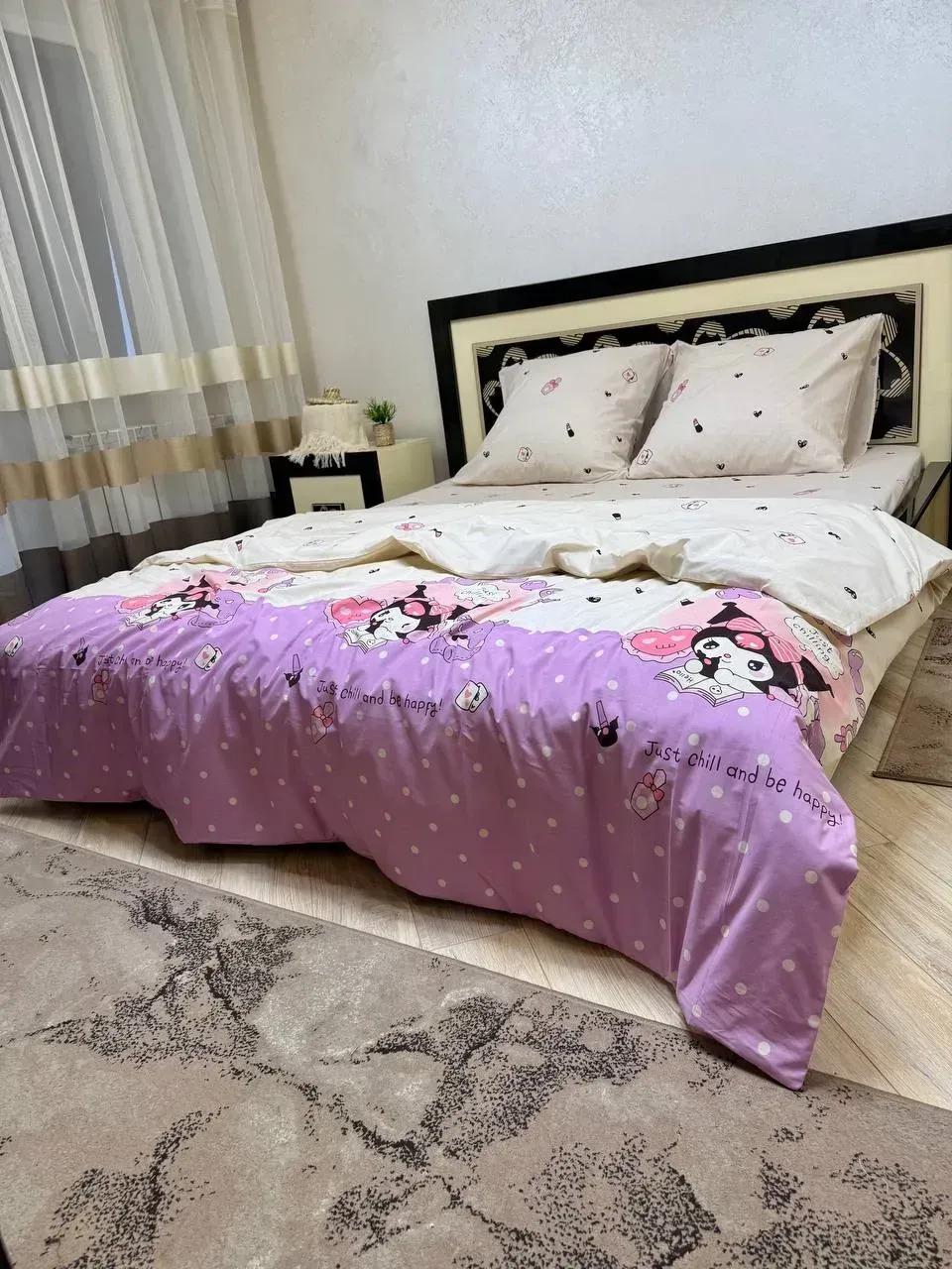 Комплект постільної білизни Куромі бавовняний полуторний 150х220/70х70 см Бежевий (28857930)