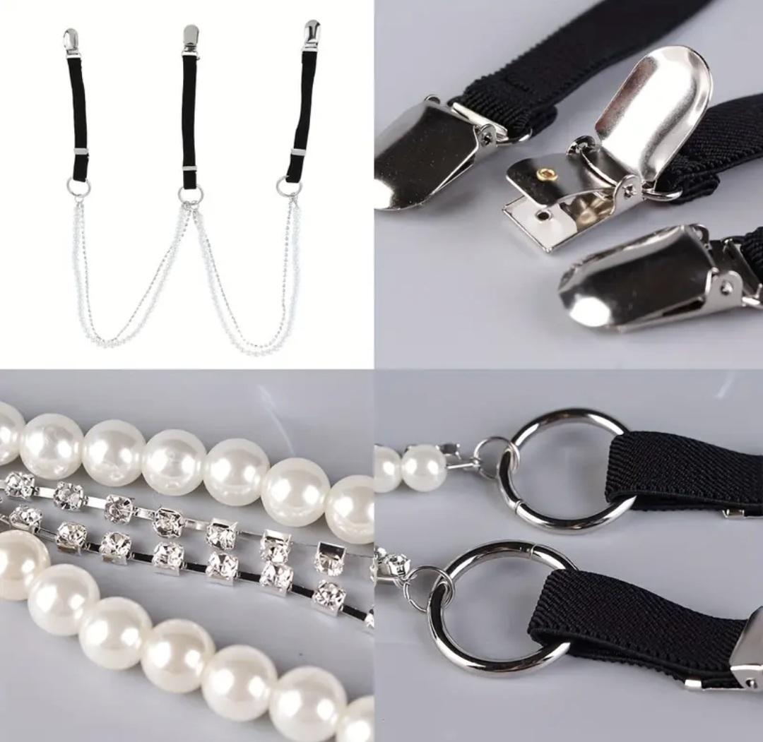 Підтяжки жіночі з штучними перлинами та камінчиками (00151) - фото 4