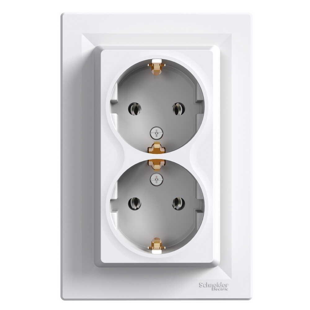 Розетка Schneider Electric 2-ная с заземлением Белый (EPH9900121)