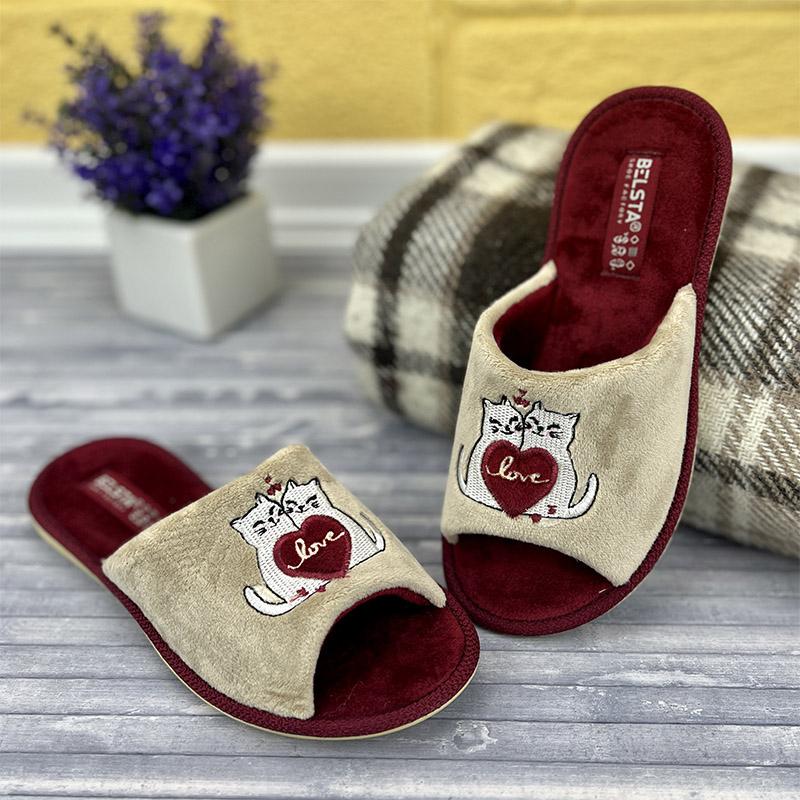 Домашні тапочки жіночі БЕЛСТА E-0088-48 24,5 см p. 38 Бежево-бордовий (61191180)