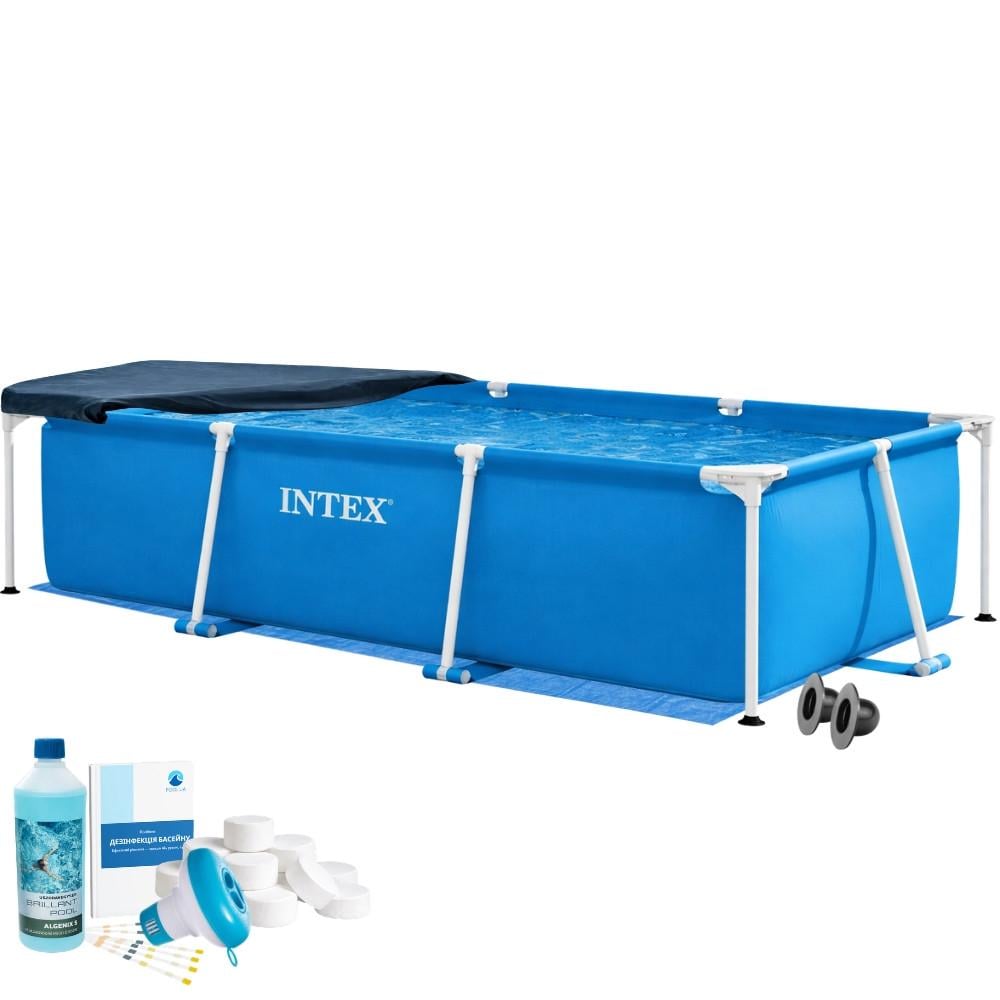 Бассейн каркасный Metal Frame Intex 28272-5в1 300х200х75 см с подстилкой/тентом/химией Синий (147-9-28272-5)