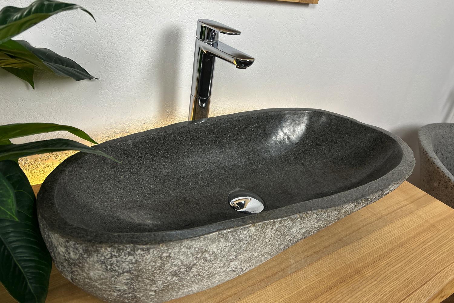 Умывальник в ванную Киарана из речного камня 65,5x31,5 см (24993840)