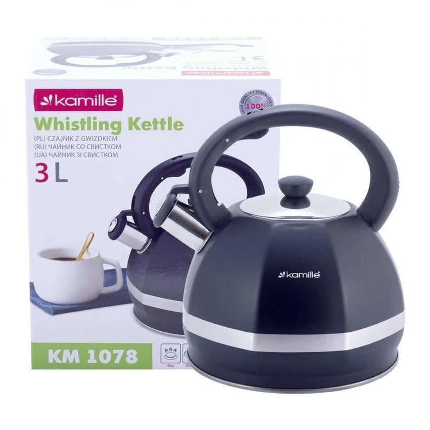 Чайник Kamille КМ-1078 из нержавеющей стали со свистком 3 л (1105855871)