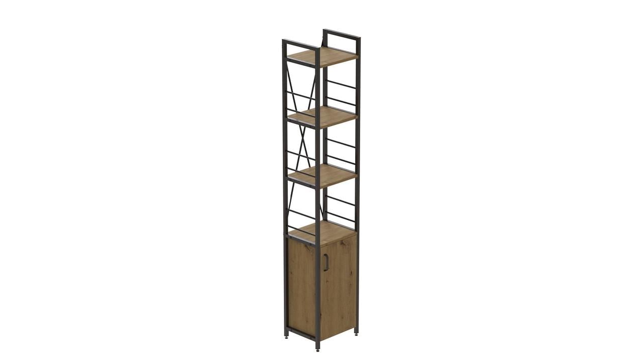 Этажерка Ferrum-decor 4/34 Конект с тумбой 179x34x28 см Черный/Артизан (FRD-104468)