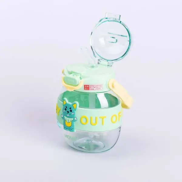 Пляшка для води дитяча з трубочкою з ручкою та ремінцем 580 мл Зелений (6752) - фото 6 Пляшка для води дитяча з трубочкою з ручкою та ремінцем 580 мл Зелений (6752) - фото 6