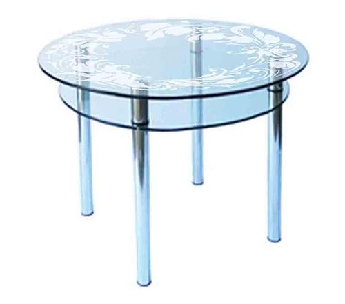 Обеденный стол Glass Antonik КС-3 900х900х750 мм с пескоструем №14 Прозрачный (3781001403)
