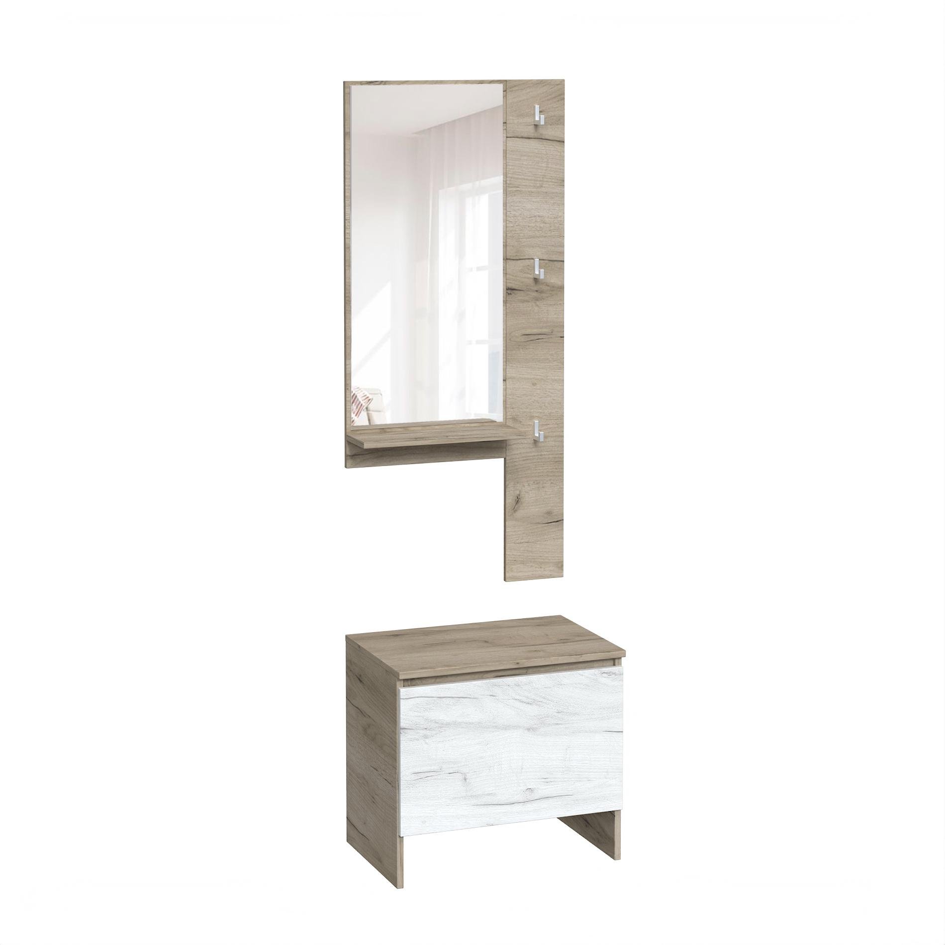 Передпокій Мастер Форм Брайт міні 55х37,6х200 см Дуб крафт сірий/Дуб крафт білий