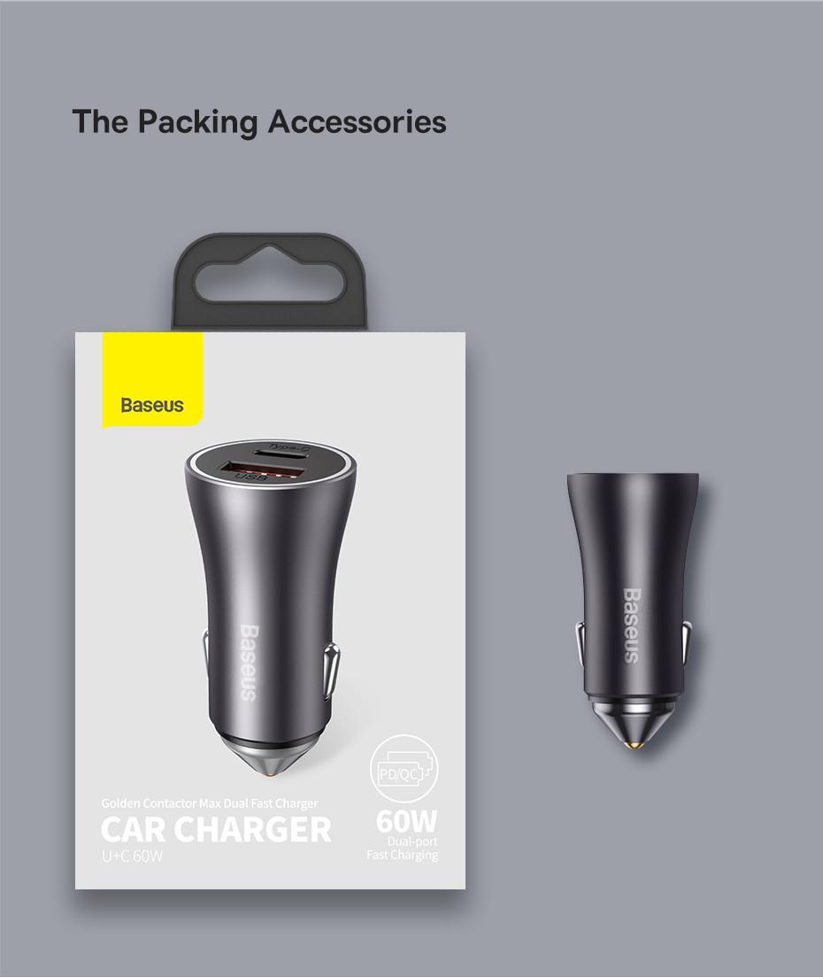 Автомобильное зарядное BASEUS 60W 1 Type-C 30w/USB 30w Metall (25397419) - фото 9 Автомобильное зарядное BASEUS 60W 1 Type-C 30w/USB 30w Metall (25397419) - фото 9