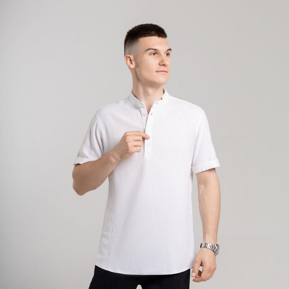 Рубашка мужская льняная Pobedov Molodist M Белый (24819/1/2)