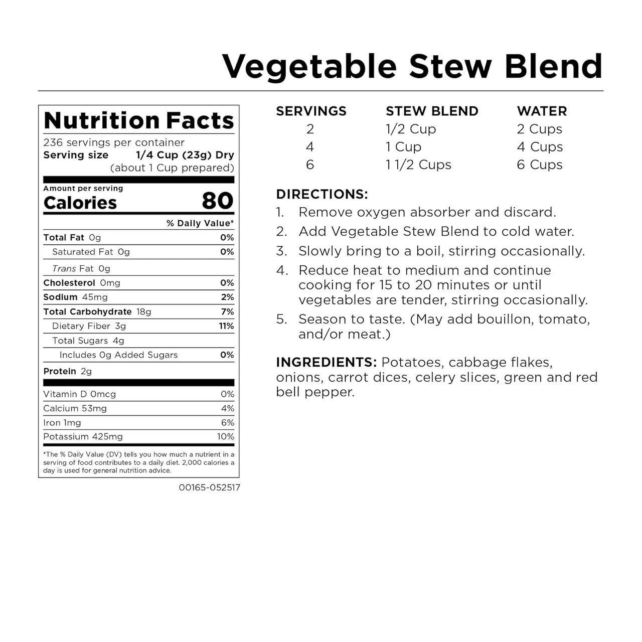 Сублімована суміш тушкованих овочів Augason farms 236 порцій (101081) - фото 3 Сублімована суміш тушкованих овочів Augason farms 236 порцій (101081) - фото 3