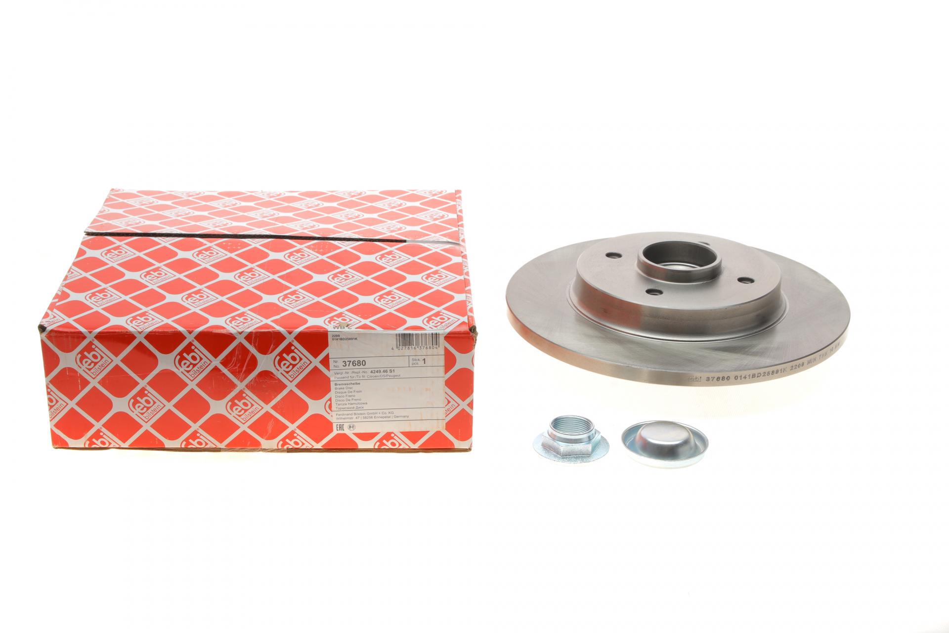 Диск тормозной задний FEBI BILSTEIN для Citroen Berlingo/Peugeot Partner 08- +ABS с подшипником 267,8х12 мм (37680)