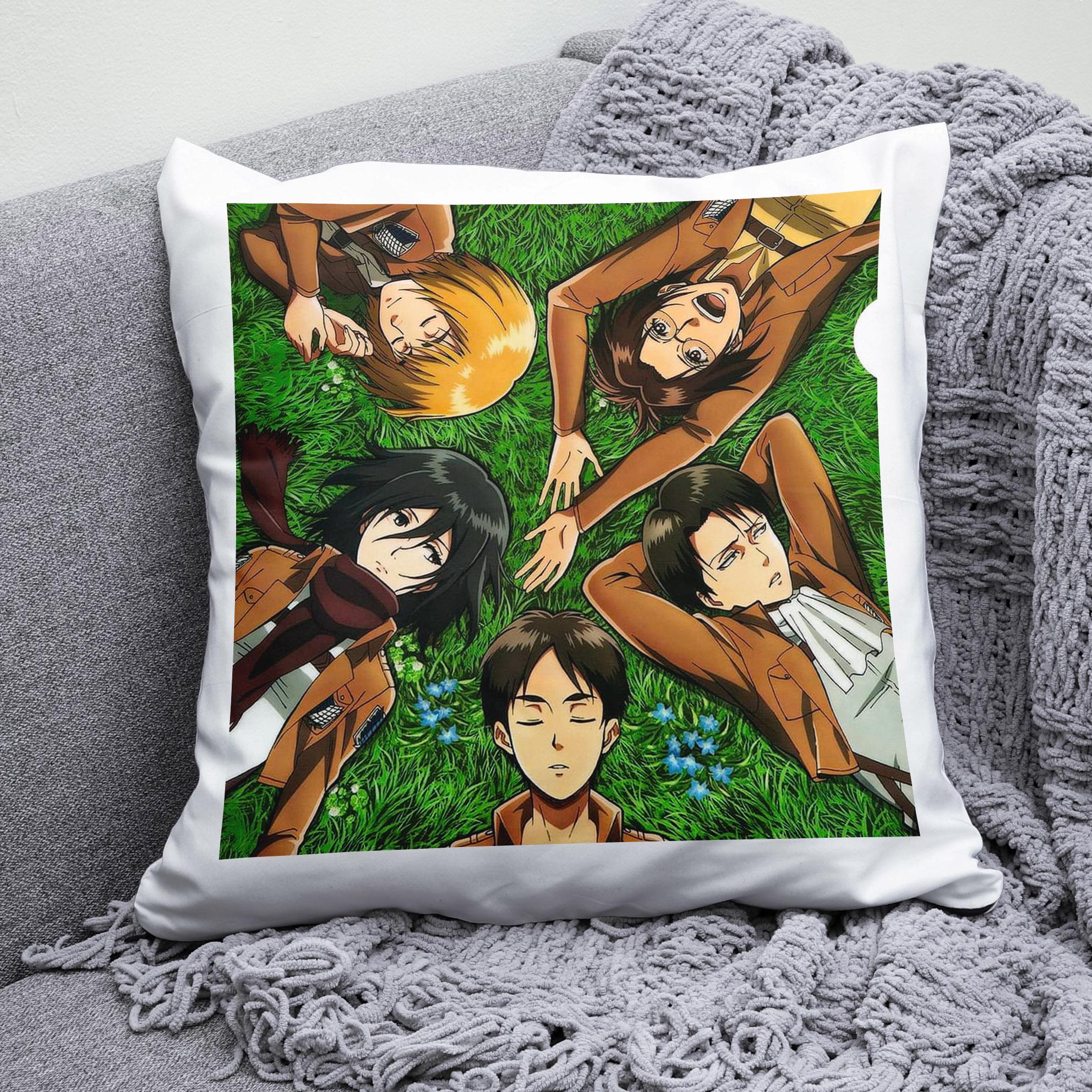 Плюшевая подушка квадрат с принтом Attack on Titan
